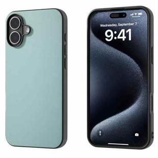 For iPhone 16 Plus PU Leather Black Frame Full Coverage Phone Case(Light Blue)