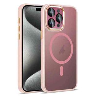 For iPhone 15 Pro Max Colorful Armor Lens Film Translucent Skin Feel MagSafe Phone Case(Pink)