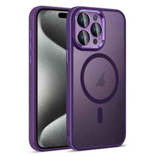 For iPhone 15 Pro Max Colorful Armor Lens Film Translucent Skin Feel MagSafe Phone Case(Purple)