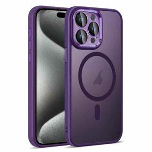 For iPhone 15 Pro Colorful Armor Lens Film Translucent Skin Feel MagSafe Phone Case(Purple)