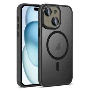 For iPhone 15 Colorful Armor Lens Film Translucent Skin Feel MagSafe Phone Case(Black)