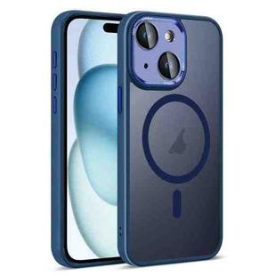 For iPhone 15 Colorful Armor Lens Film Translucent Skin Feel MagSafe Phone Case(Blue)