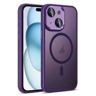 For iPhone 15 Colorful Armor Lens Film Translucent Skin Feel MagSafe Phone Case(Purple)