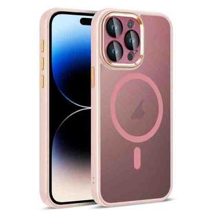 For iPhone 14 Pro Colorful Armor Lens Film Translucent Skin Feel MagSafe Phone Case(Pink)