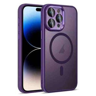 For iPhone 14 Pro Colorful Armor Lens Film Translucent Skin Feel MagSafe Phone Case(Purple)