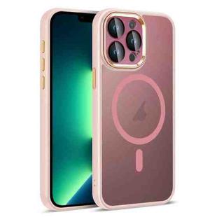 For iPhone 13 Pro Max Colorful Armor Lens Film Translucent Skin Feel MagSafe Phone Case(Pink)