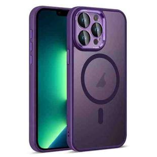 For iPhone 13 Pro Max Colorful Armor Lens Film Translucent Skin Feel MagSafe Phone Case(Purple)