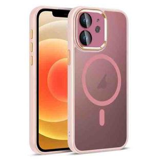 For iPhone 12 Colorful Armor Lens Film Translucent Skin Feel MagSafe Phone Case(Pink)