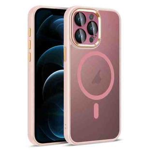 For iPhone 12 Pro Max Colorful Armor Lens Film Translucent Skin Feel MagSafe Phone Case(Pink)