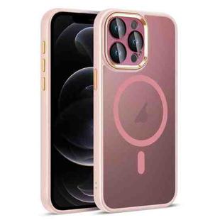 For iPhone 12 Pro Colorful Armor Lens Film Translucent Skin Feel MagSafe Phone Case(Pink)