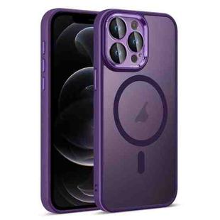 For iPhone 12 Pro Colorful Armor Lens Film Translucent Skin Feel MagSafe Phone Case(Purple)