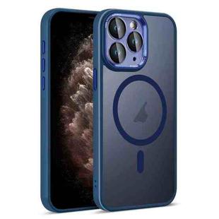 For iPhone 11 Pro Max Colorful Armor Lens Film Translucent Skin Feel MagSafe Phone Case(Blue)