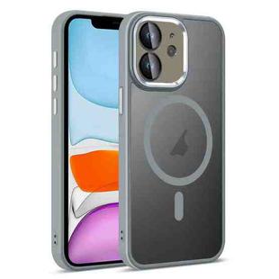 For iPhone 11 Colorful Armor Lens Film Translucent Skin Feel MagSafe Phone Case(Grey)