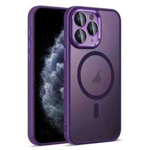 For iPhone 11 Pro Colorful Armor Lens Film Translucent Skin Feel MagSafe Phone Case(Purple)
