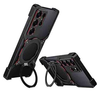 For Samsung Galaxy S25 Ultra 5G Mechanical Arm Borderless MagSafe Holder Metal Phone Case(Black Red)