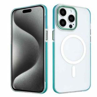 For iPhone 15 Pro Color Edge Skin Feel Frosted MagSafe Magnetic Phone Case(Blue)