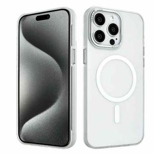 For iPhone 15 Pro Color Edge Skin Feel Frosted MagSafe Magnetic Phone Case(White)