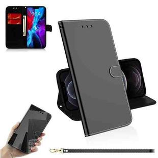 For iPhone 12 / 12 Pro Imitated Mirror Surface Horizontal Flip Leather Case with Holder & Card Slots & Wallet & Lanyard(Black)