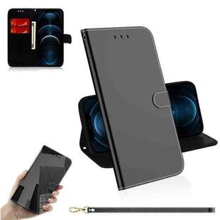 For iPhone 12 Pro Max Imitated Mirror Surface Horizontal Flip Leather Case with Holder & Card Slots & Wallet & Lanyard(Black)