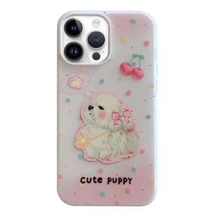 For iPhone 15 Pro Jelly 2 in 1 TPU Hybrid PC Phone Case(Cherry Cute Puppy)