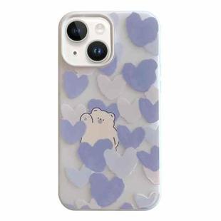 For iPhone 15 Jelly 2 in 1 TPU Hybrid PC Phone Case(Purple Heart Bear)