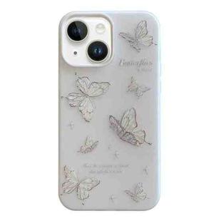 For iPhone 14 Jelly 2 in 1 TPU Hybrid PC Phone Case(Silver Butterflies)