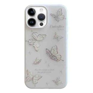 For iPhone 14 Pro Max Jelly 2 in 1 TPU Hybrid PC Phone Case(Silver Butterflies)