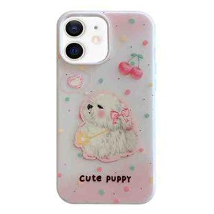 For iPhone 12 Jelly 2 in 1 TPU Hybrid PC Phone Case(Cherry Cute Puppy)