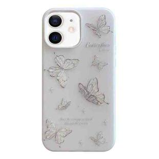 For iPhone 11 Jelly 2 in 1 TPU Hybrid PC Phone Case(Silver Butterflies)