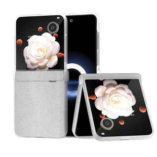 For Honor Magic V Flip ABEEL Three Parts Frosted Translucent Frame PU Leather Full Coverage Phone Case(Silver)
