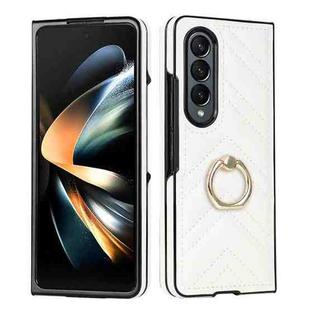 For Samsung Galaxy Z Fold6 V-shaped Folding Phone Case with Rotating Ring(White)