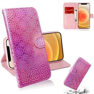 For iPhone 12 mini Solid Color Colorful Magnetic Buckle Horizontal Flip PU Leather Case with Holder & Card Slots & Wallet & Lanyard(Pink)