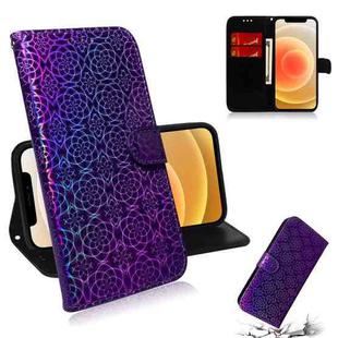 For iPhone 12 mini Solid Color Colorful Magnetic Buckle Horizontal Flip PU Leather Case with Holder & Card Slots & Wallet & Lanyard(Purple)
