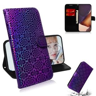 For Samsung Galaxy Note20 Ultra Solid Color Colorful Magnetic Buckle Horizontal Flip PU Leather Case with Holder & Card Slots & Wallet & Lanyard(Purple)