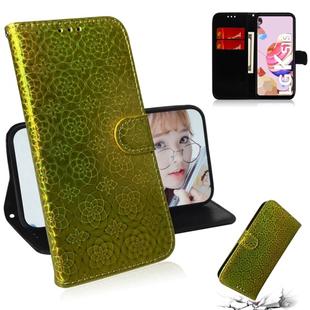 For LG K51S Solid Color Colorful Magnetic Buckle Horizontal Flip PU Leather Case with Holder & Card Slots & Wallet & Lanyard(Gold)