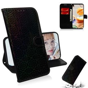 For LG K61 Solid Color Colorful Magnetic Buckle Horizontal Flip PU Leather Case with Holder & Card Slots & Wallet & Lanyard(Black)