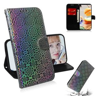 For LG K61 Solid Color Colorful Magnetic Buckle Horizontal Flip PU Leather Case with Holder & Card Slots & Wallet & Lanyard(Silver)