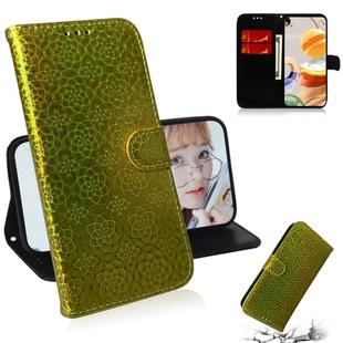 For LG K61 Solid Color Colorful Magnetic Buckle Horizontal Flip PU Leather Case with Holder & Card Slots & Wallet & Lanyard(Gold)