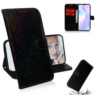 For Xiaomi Redmi 9A Solid Color Colorful Magnetic Buckle Horizontal Flip PU Leather Case with Holder & Card Slots & Wallet & Lanyard(Black)