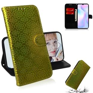For Xiaomi Redmi 9A Solid Color Colorful Magnetic Buckle Horizontal Flip PU Leather Case with Holder & Card Slots & Wallet & Lanyard(Gold)