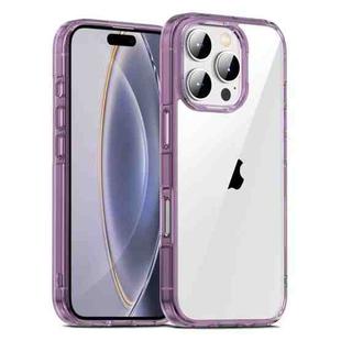 For iPhone 16 Pro PC Hybrid TPU Full Coverage Shockproof Phone Case(Transparent Purple)