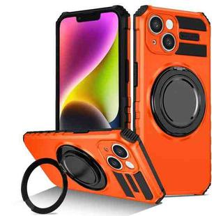 For iPhone 13 Rotating Magnetic Holder Phone Case(Orange)