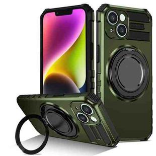 For iPhone 13 Rotating Magnetic Holder Phone Case(Dark Green)