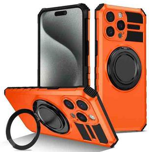 For iPhone 14 Pro Rotating Magnetic Holder Phone Case(Orange)