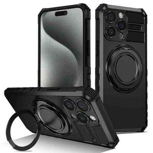 For iPhone 15 Pro Max Rotating Magnetic Holder Phone Case(Black)