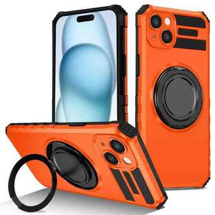 For iPhone 15 Plus Rotating Magnetic Holder Phone Case(Orange)