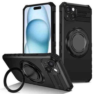 For iPhone 15 Plus Rotating Magnetic Holder Phone Case(Black)