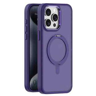 For iPhone 15 Pro Max Skin Feel Frosted MagSafe Magnetic Rotating Holder Phone Case(Purple)