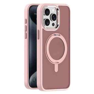 For iPhone 15 Pro Skin Feel Frosted MagSafe Magnetic Rotating Holder Phone Case(Pink)