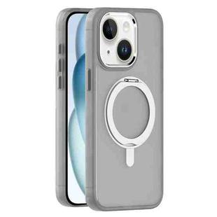 For iPhone 15 Skin Feel Frosted MagSafe Magnetic Rotating Holder Phone Case(Light Grey)